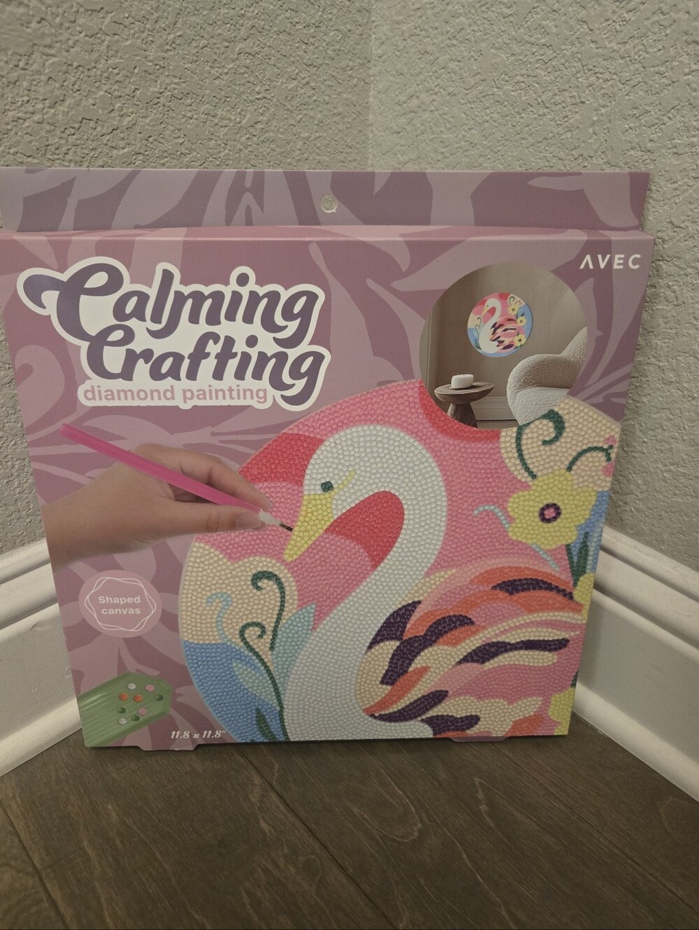 Diamond Painting Mounted Canvas Kit, Swan  Diamond Art, Everything Included,